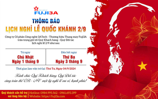 Fuji3a thông báo nghỉ lễ Quốc khánh 2/9